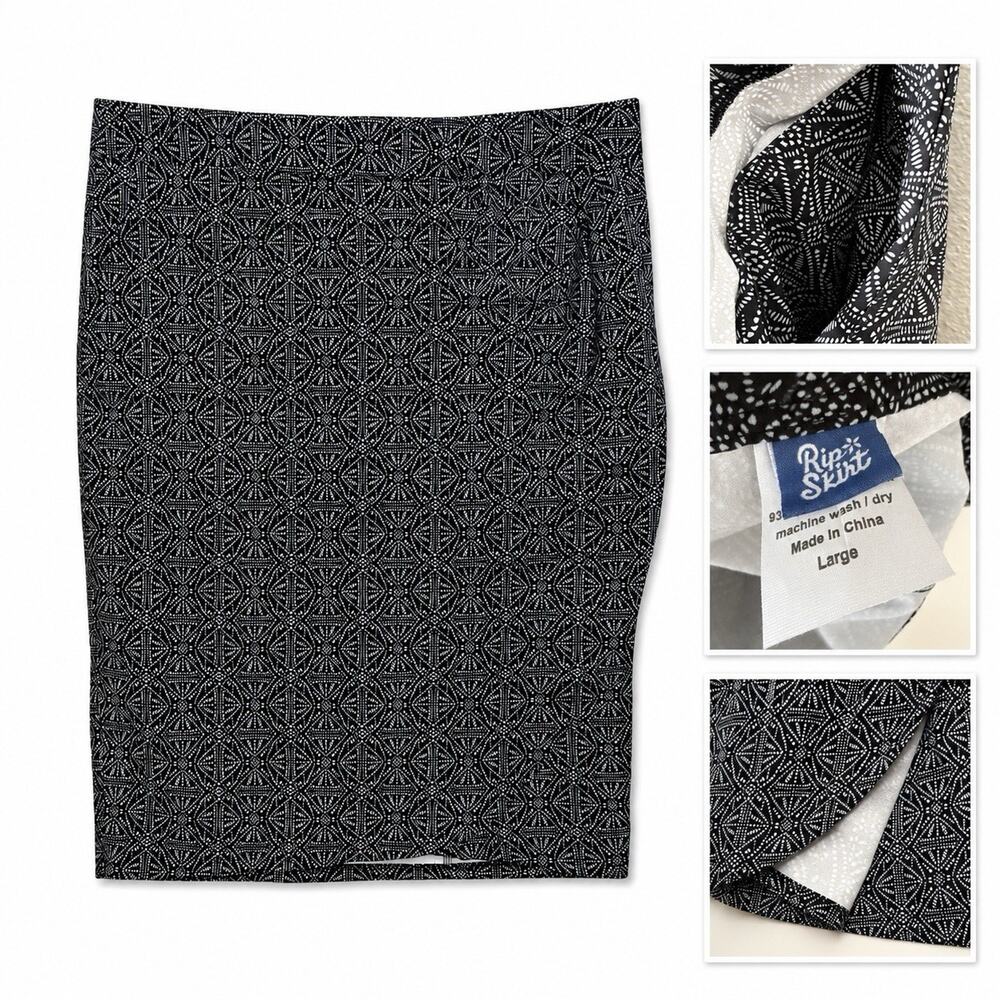 RipSkirt Hawaii Large Black White Geometric Wrap Skirt Beach Travel pockets